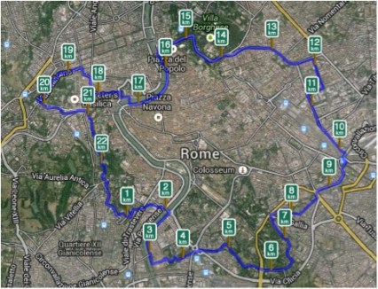 Rooman muurikierros kartalla